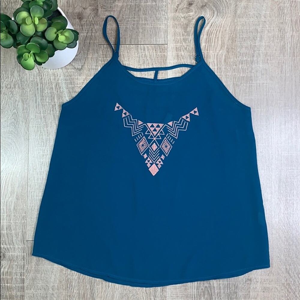 Anthropologie E Hanger M Blue Strappy Tank Top Blouse Women's Size Small